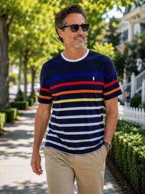 Polo Ralph Lauren Classic Fit Striped Cotton T-Shirt Size XXL